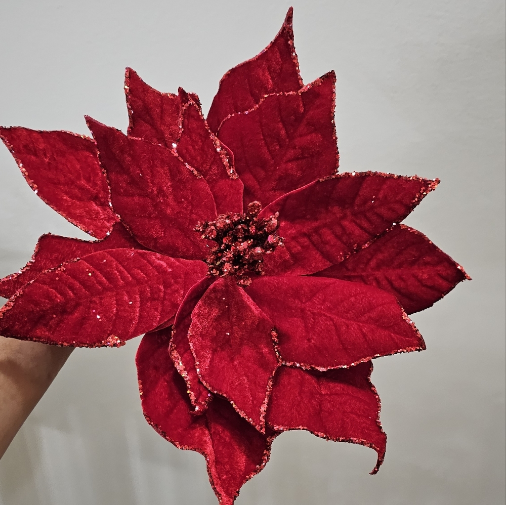 Set of 6 red Christmas flowers